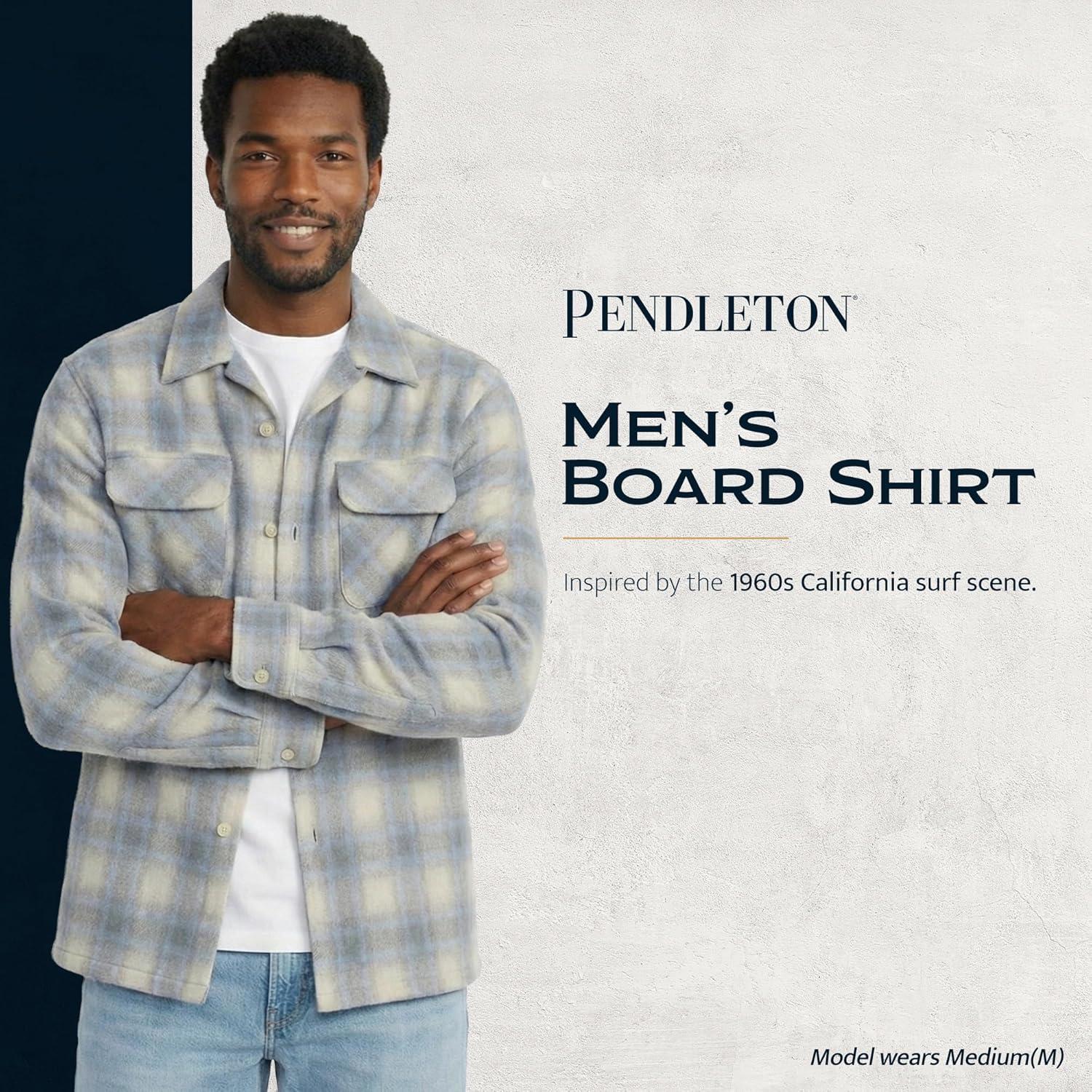 image:imagePendleton Iconic Board Shirts for Men Long Sleeve 100 Wool Surf Classic ButtonUp Mens Shirt WashableTanBlueGrey Ombre