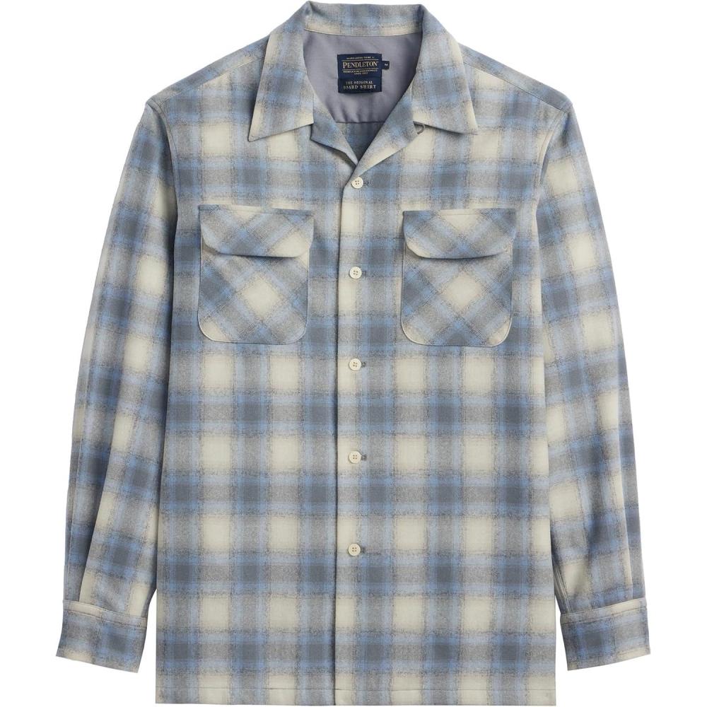 image:imagePendleton Iconic Board Shirts for Men Long Sleeve 100 Wool Surf Classic ButtonUp Mens Shirt WashableTanBlueGrey Ombre