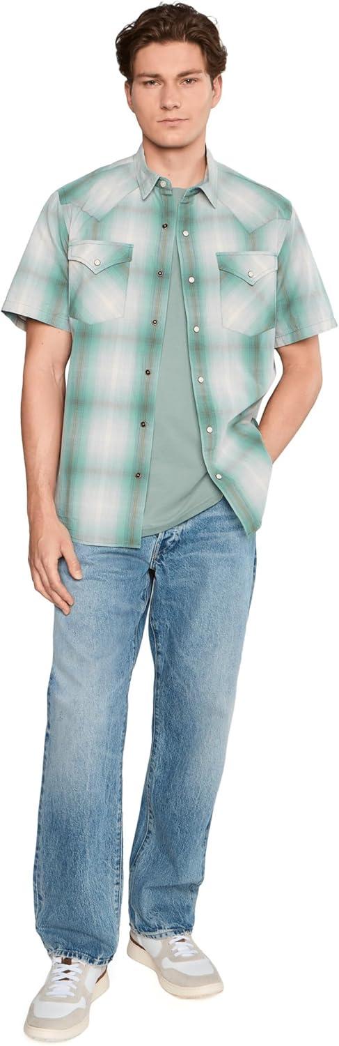 image:imagePendleton Mens Short Sleeve Frontier Shirt Cotton Polyester Short Sleeve Machine WashableEcruTurquoise Plaid