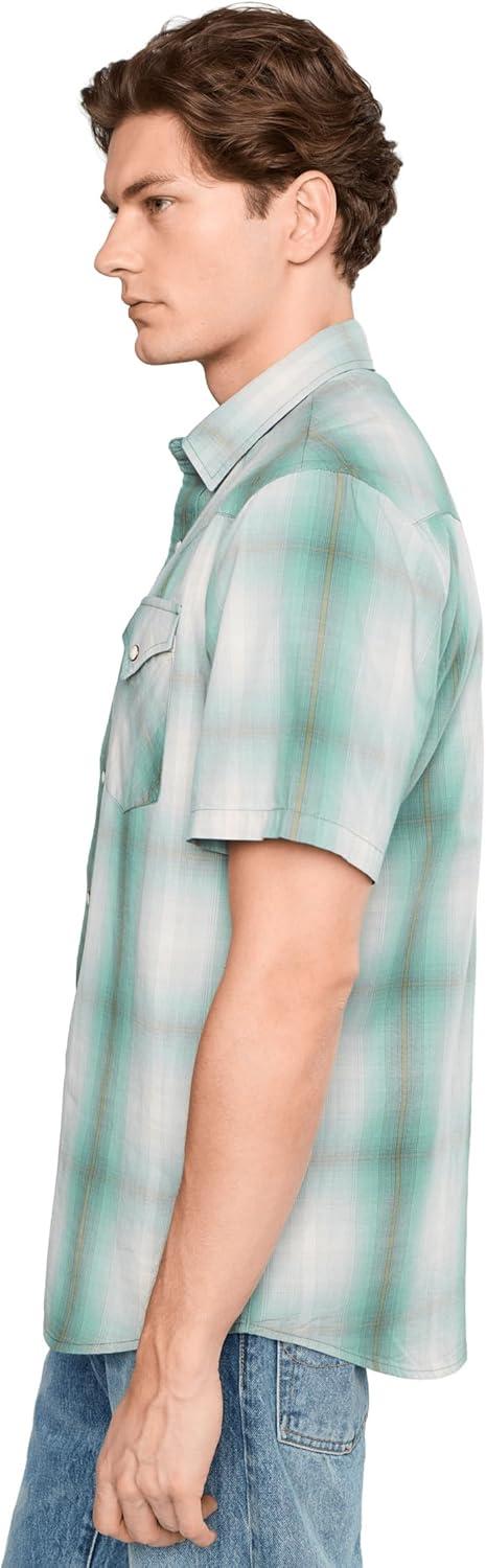image:imagePendleton Mens Short Sleeve Frontier Shirt Cotton Polyester Short Sleeve Machine WashableEcruTurquoise Plaid