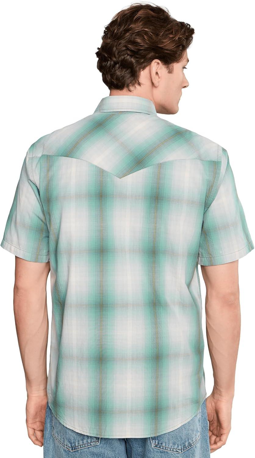 image:imagePendleton Mens Short Sleeve Frontier Shirt Cotton Polyester Short Sleeve Machine WashableEcruTurquoise Plaid