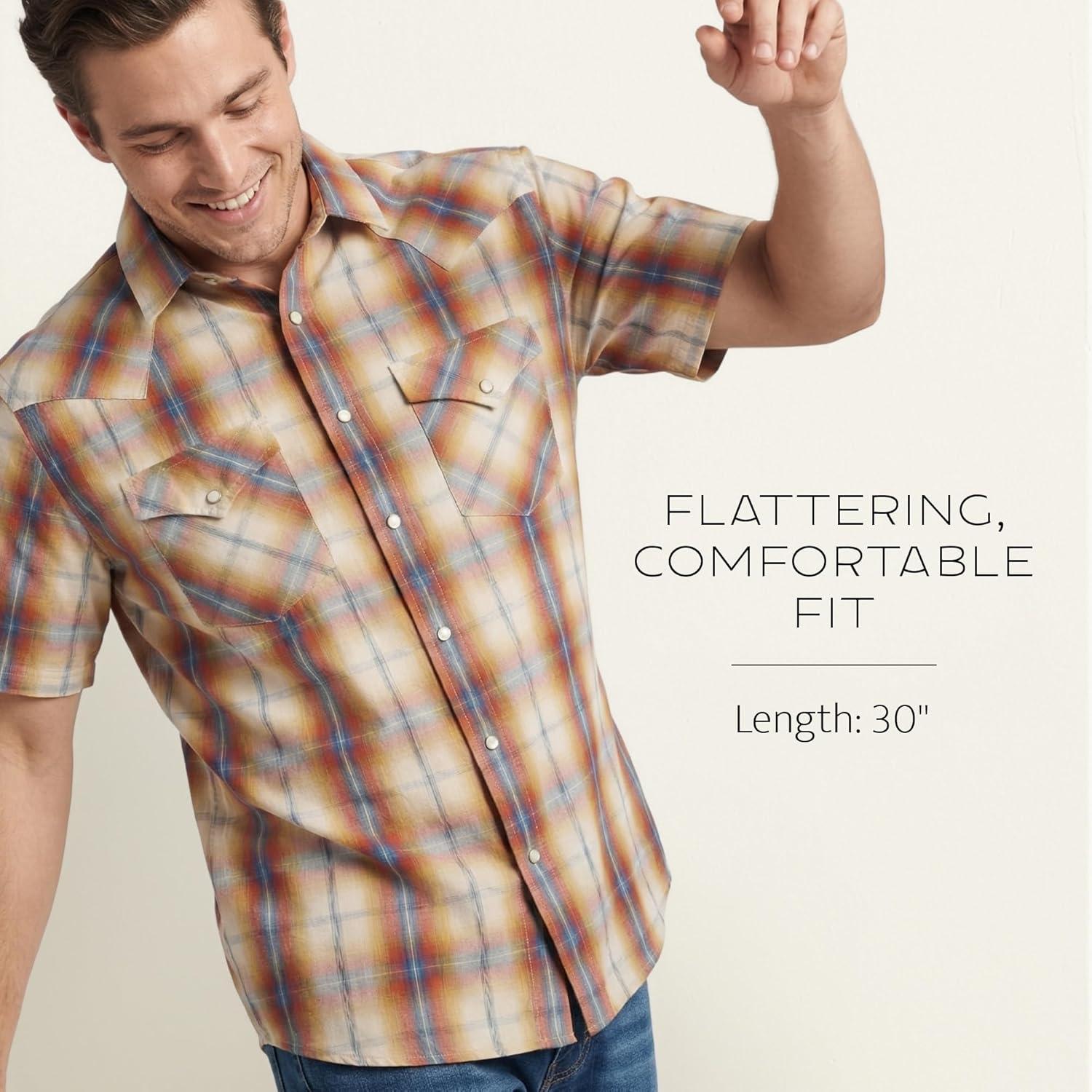 image:imagePendleton Mens Short Sleeve Frontier Shirt Cotton Polyester Short Sleeve Machine WashableTanBlueRust Plaid