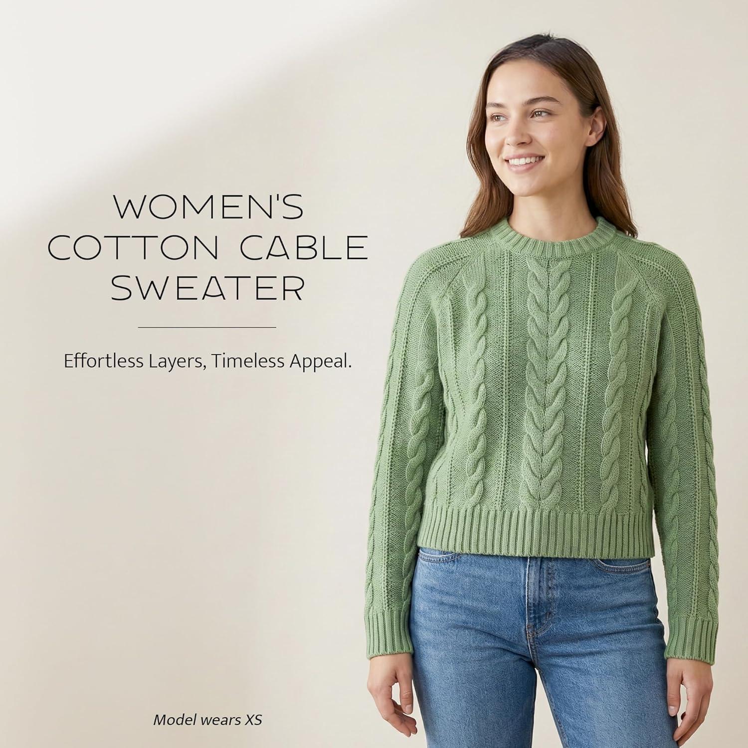 image:imagePendleton Womens Cotton Cable Sweater 100 Cotton Classic Crewneck Top Comfortable and Stylish SweaterSpruce