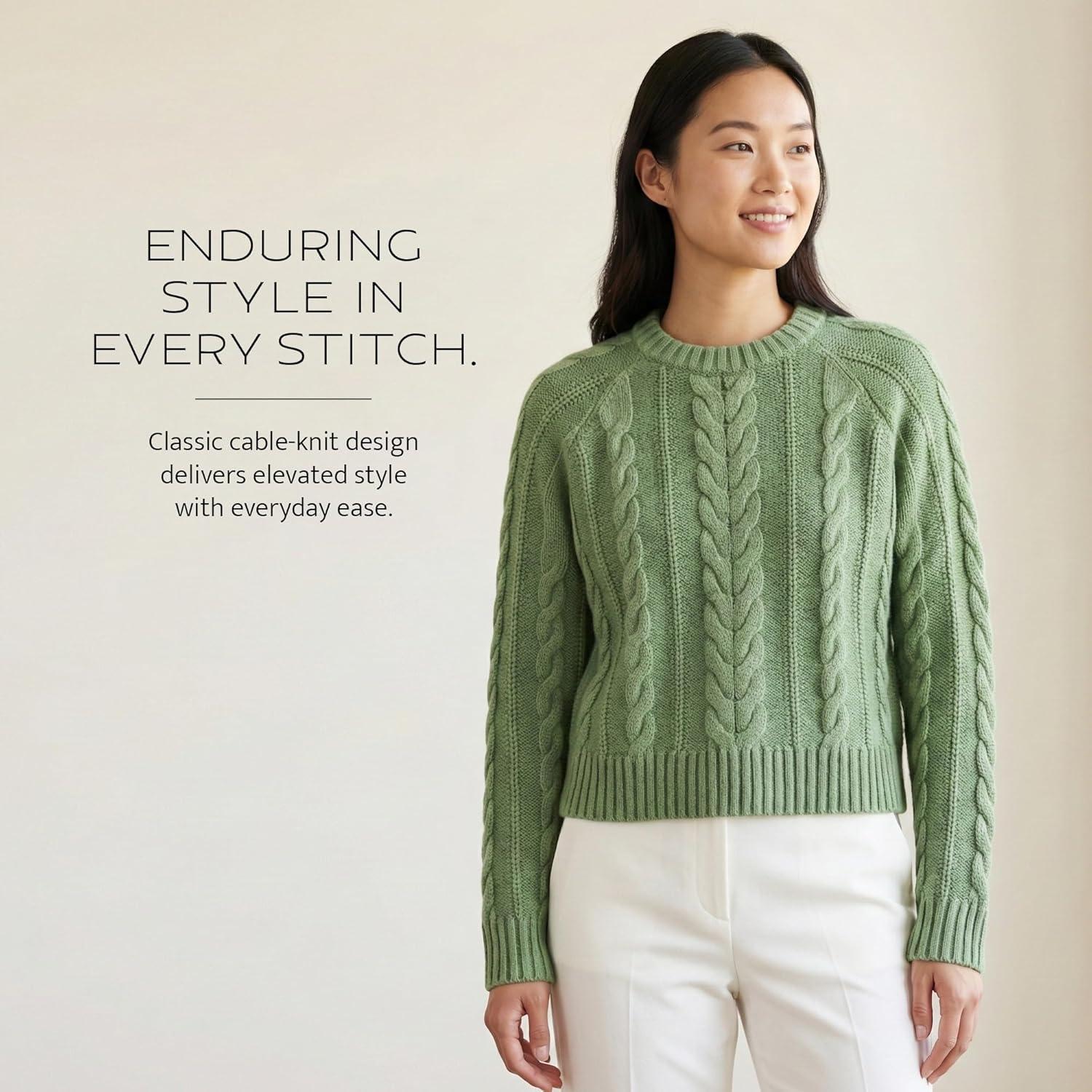 image:imagePendleton Womens Cotton Cable Sweater 100 Cotton Classic Crewneck Top Comfortable and Stylish SweaterSpruce