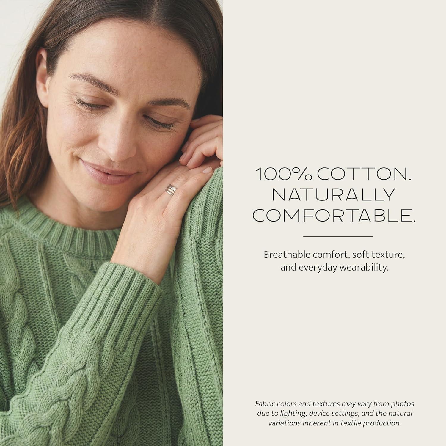 image:imagePendleton Womens Cotton Cable Sweater 100 Cotton Classic Crewneck Top Comfortable and Stylish SweaterSpruce