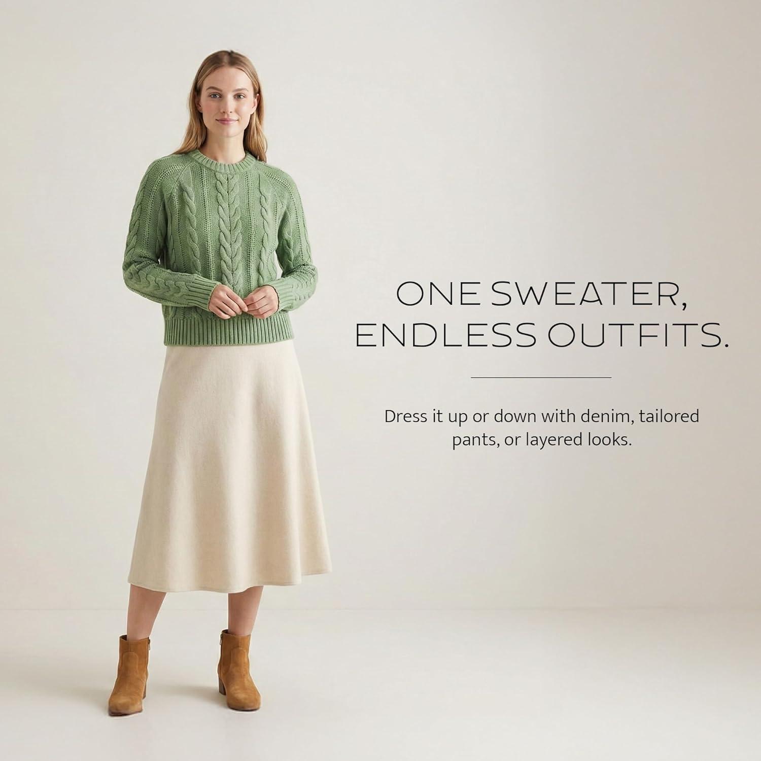 image:imagePendleton Womens Cotton Cable Sweater 100 Cotton Classic Crewneck Top Comfortable and Stylish SweaterSpruce