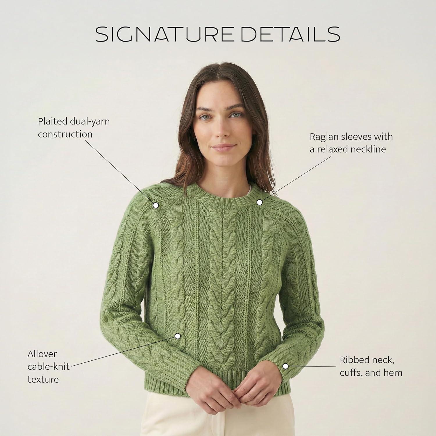 image:imagePendleton Womens Cotton Cable Sweater 100 Cotton Classic Crewneck Top Comfortable and Stylish SweaterSpruce