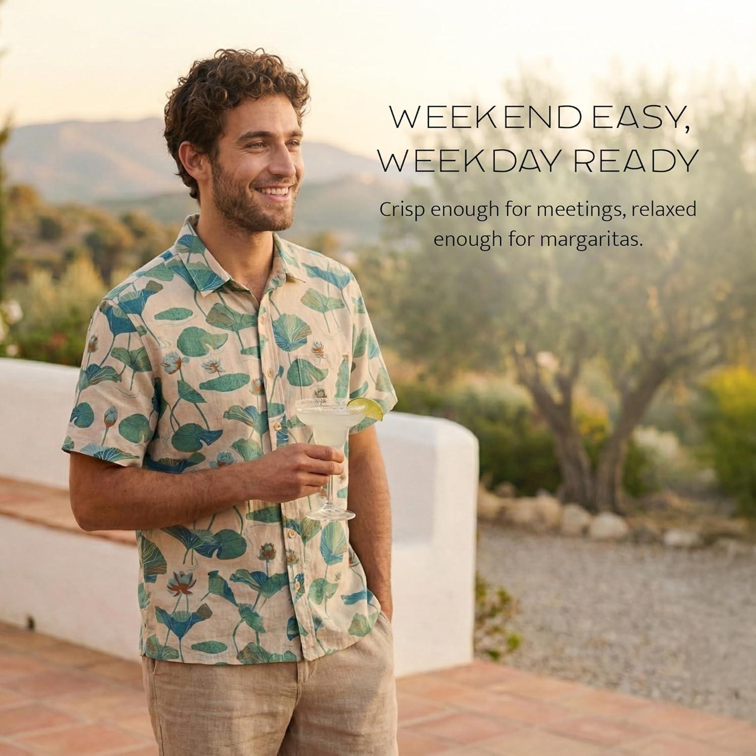 image:imagePendleton Dawson Linen Shirt Soft LinenRayon Blend Spread Collar and Matched Chest PocketLily Pad Tan