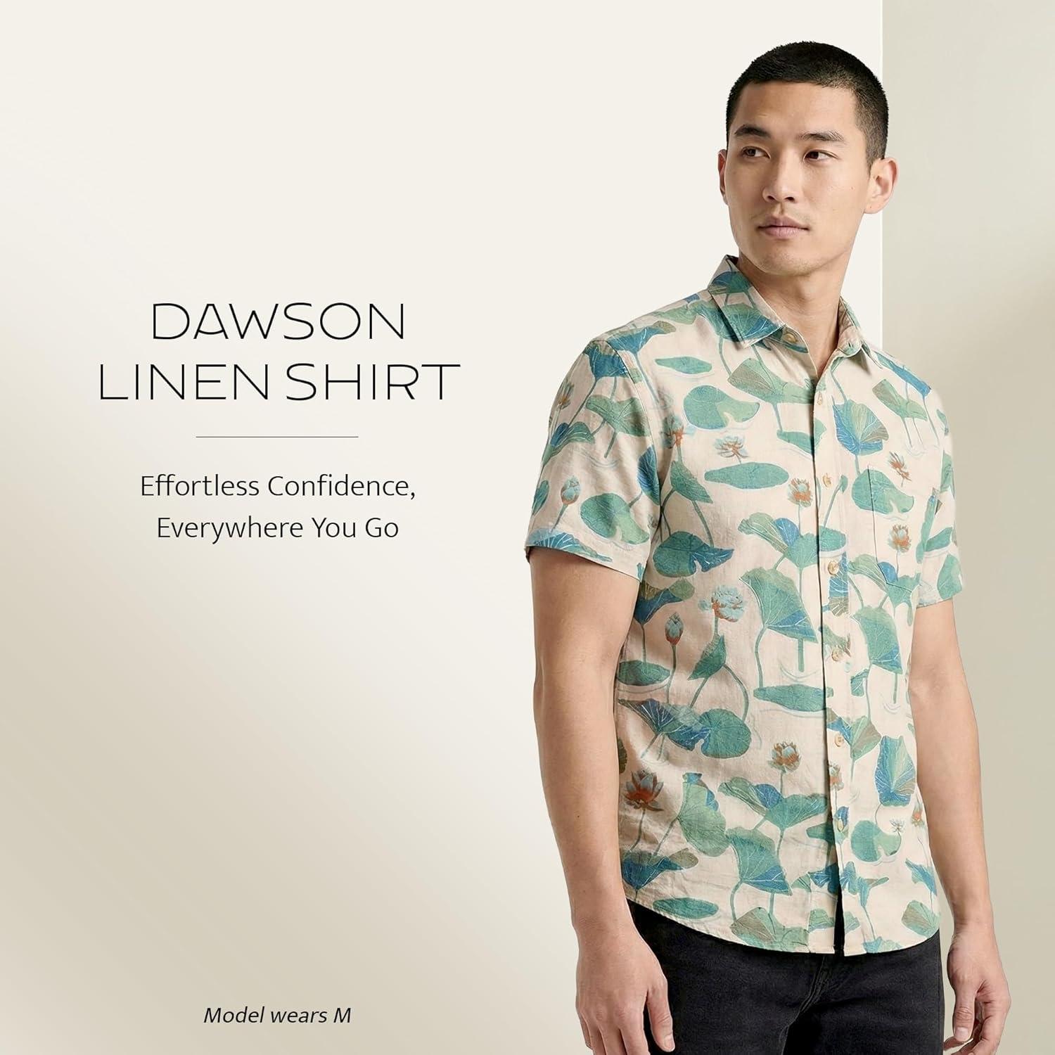image:imagePendleton Dawson Linen Shirt Soft LinenRayon Blend Spread Collar and Matched Chest PocketLily Pad Tan