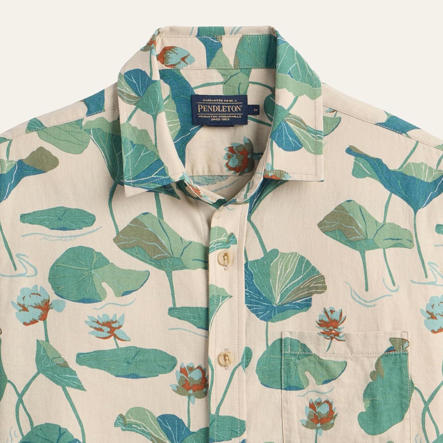 image:imagePendleton Dawson Linen Shirt Soft LinenRayon Blend Spread Collar and Matched Chest PocketLily Pad Tan