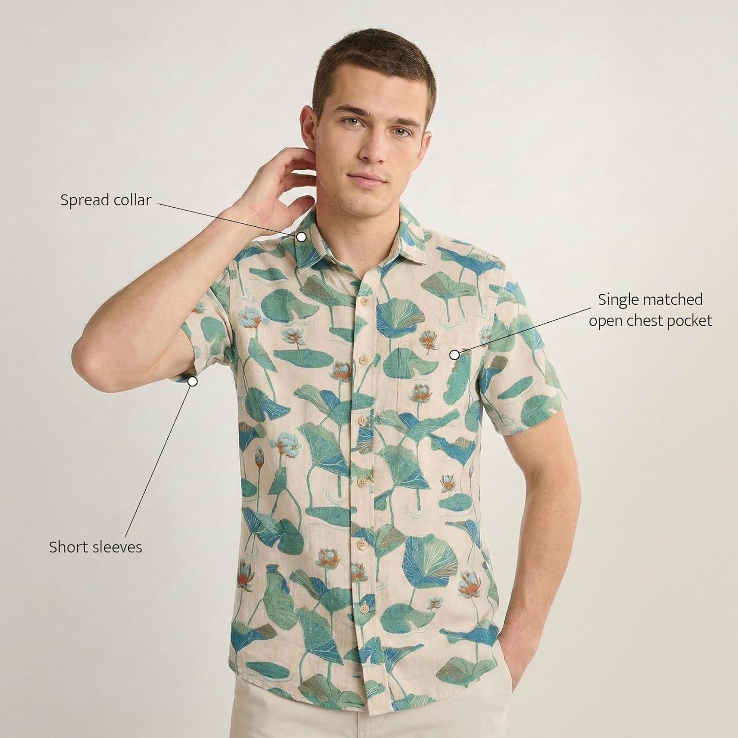 image:imagePendleton Dawson Linen Shirt Soft LinenRayon Blend Spread Collar and Matched Chest PocketLily Pad Tan