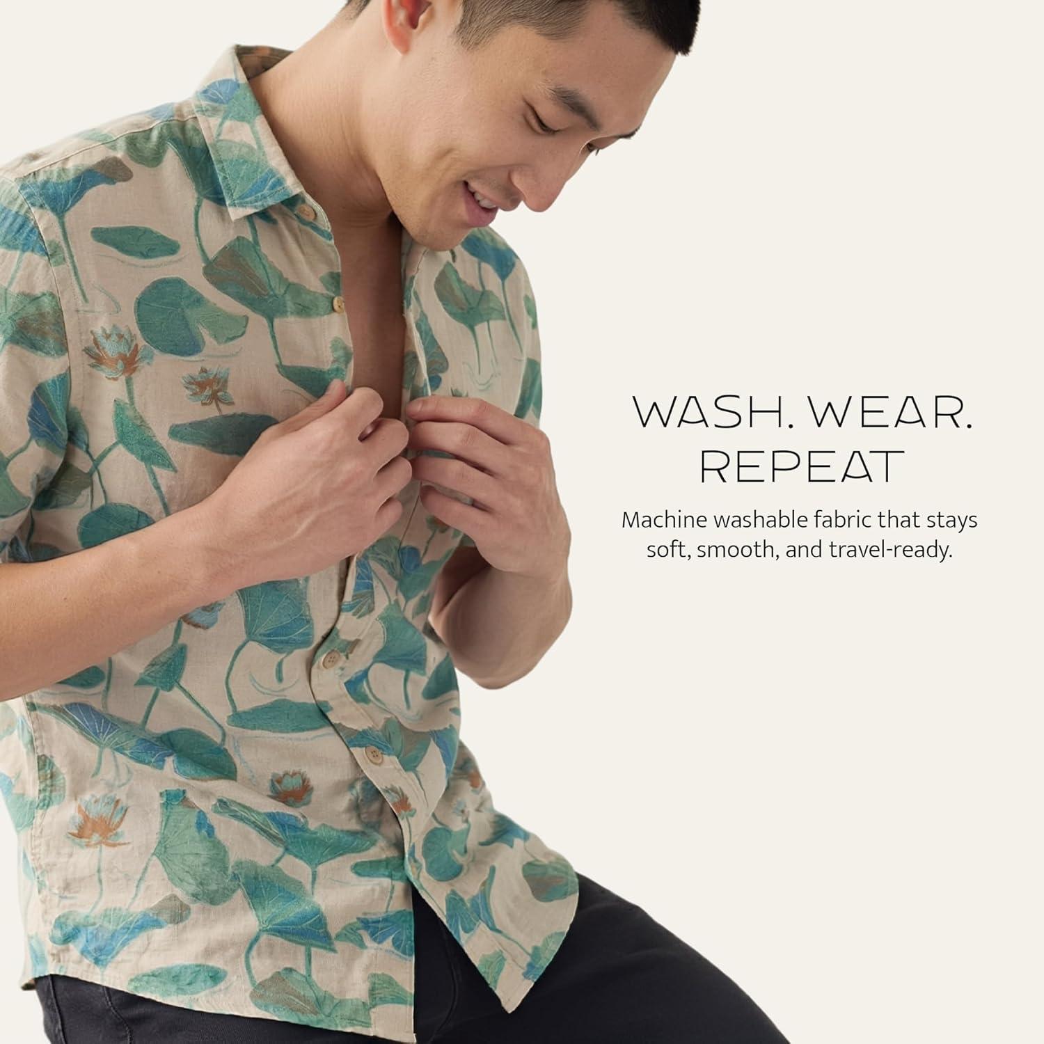 image:imagePendleton Dawson Linen Shirt Soft LinenRayon Blend Spread Collar and Matched Chest PocketLily Pad Tan