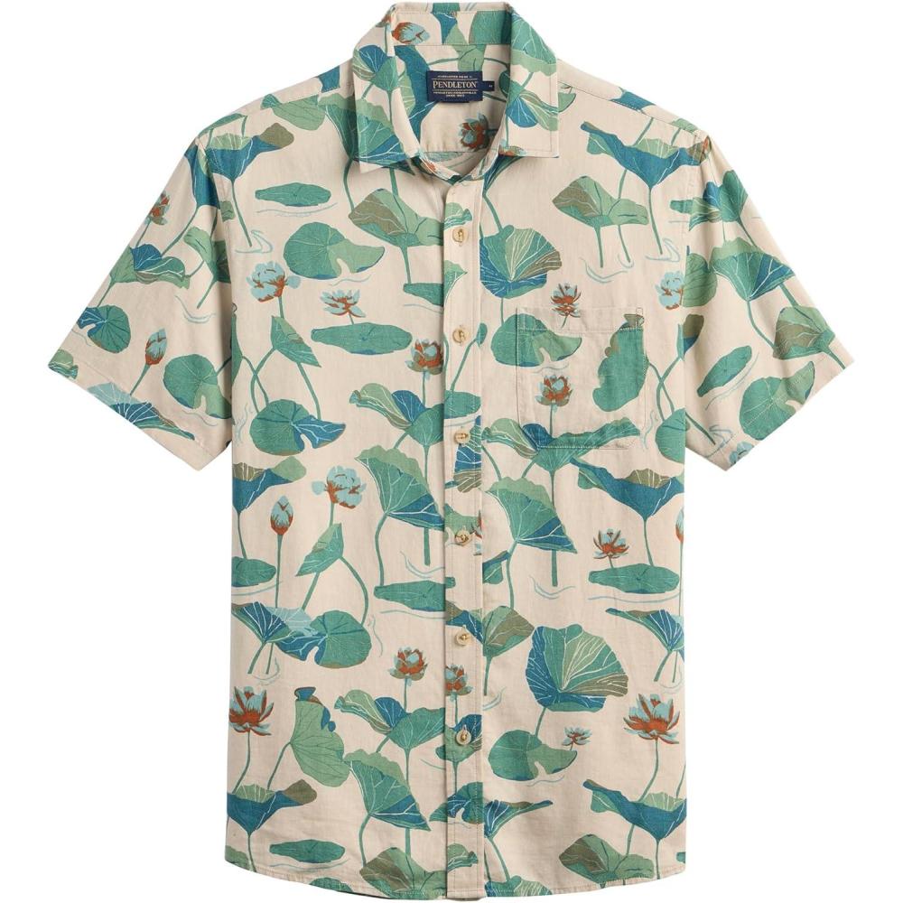 image:imagePendleton Dawson Linen Shirt Soft LinenRayon Blend Spread Collar and Matched Chest PocketLily Pad Tan