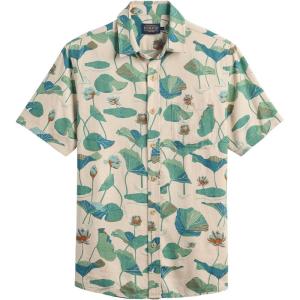 Pendleton Dawson Linen Shirt, Soft Linen-Rayon Blend, Spread Collar and Matched Chest Pocket(Lily Pad Tan)