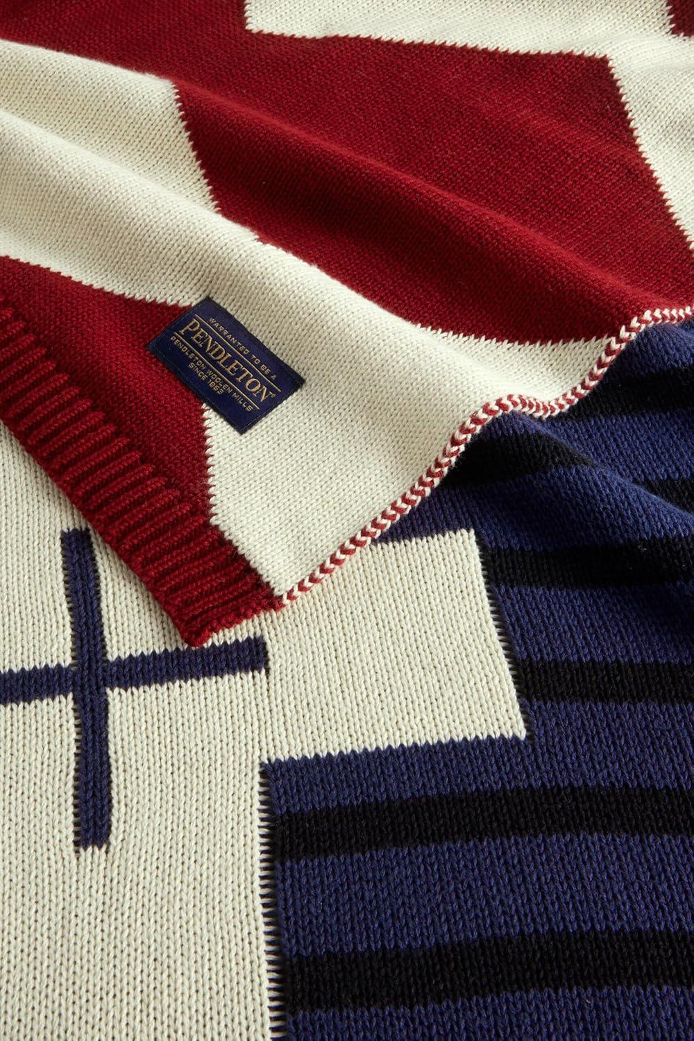 image:imagePendleton Patriotic Throw Blanket 100 Cotton Blanket Jacquard Knit Blue White amp Red Americana Throw 4th of July Independence Day Brave Star