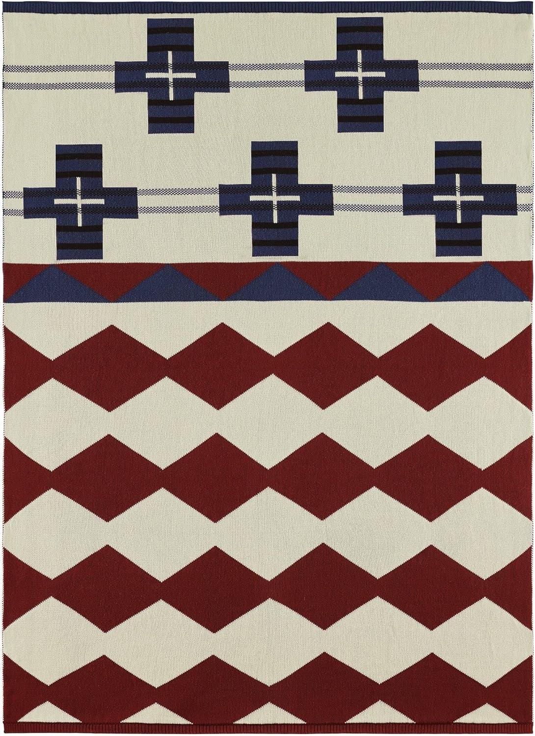 image:imagePendleton Patriotic Throw Blanket 100 Cotton Blanket Jacquard Knit Blue White amp Red Americana Throw 4th of July Independence Day Brave Star