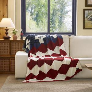 Pendleton Patriotic Throw Blanket – 100% Cotton Blanket, Jacquard Knit, Blue White & Red Americana Throw, 4th of July Independence Day (Brave Star)