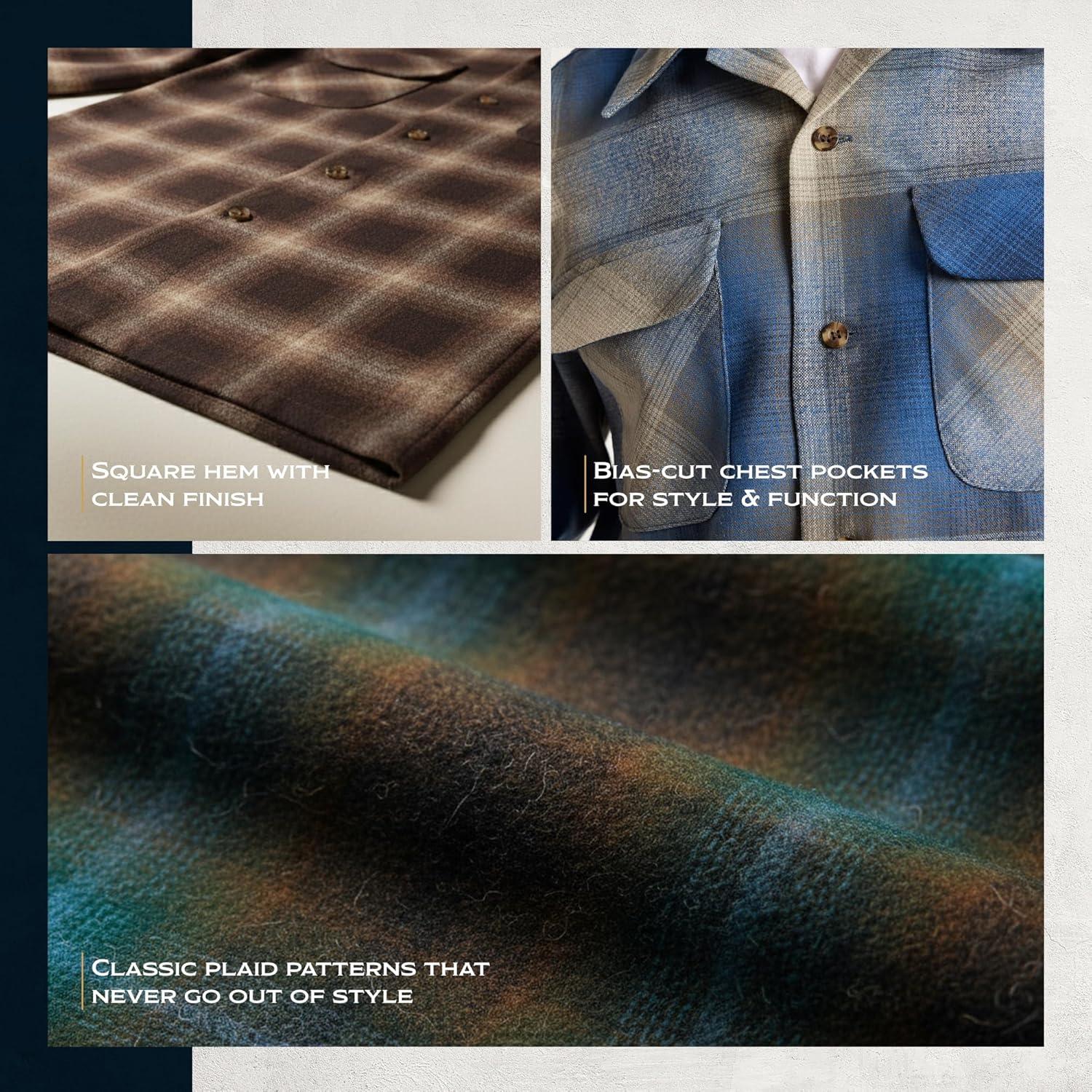 image:imagePendleton Iconic Board Shirts for Men 100 Wool SpringReady Washable Surf Classic for Seasonal LayeringGrey Mix Multi Ombre