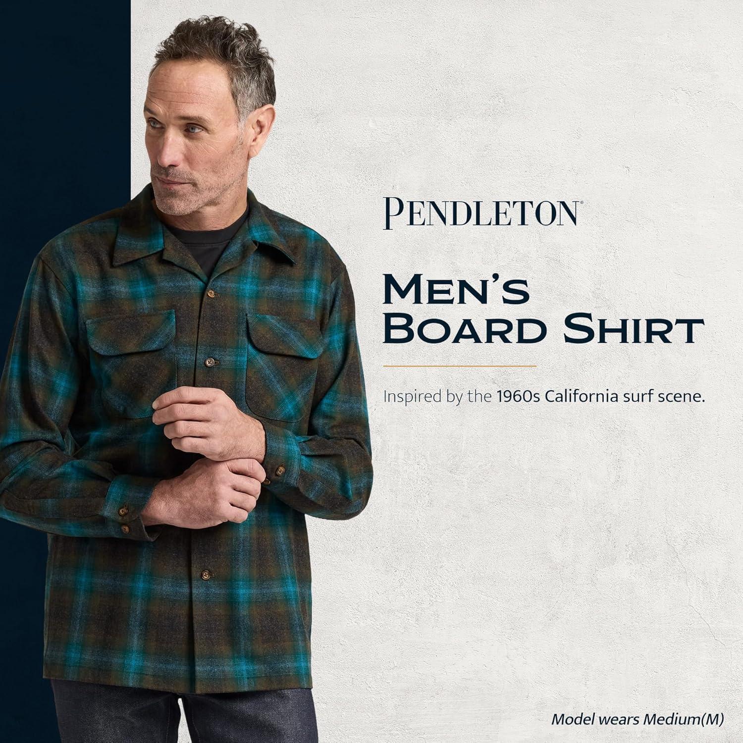 image:imagePendleton Iconic Board Shirts for Men 100 Wool SpringReady Washable Surf Classic for Seasonal LayeringTealCharcoal Ombre