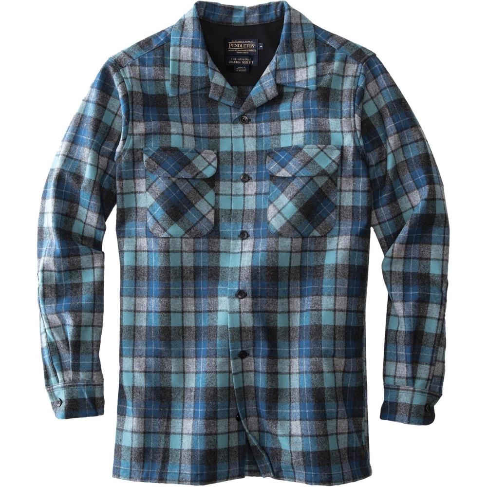 image:imagePendleton Iconic Board Shirts for Men 100 Wool SpringReady Washable Surf Classic for Seasonal LayeringBlueGreen Original Surf Plaid30789