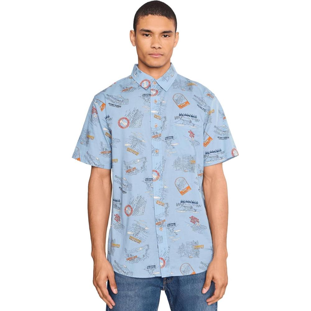 image:imagePendleton Mens Shoreline Cotton Shirt UltraLight Breathable Short Sleeve Relaxed Fit Washable Summer TopsNational Park Blue