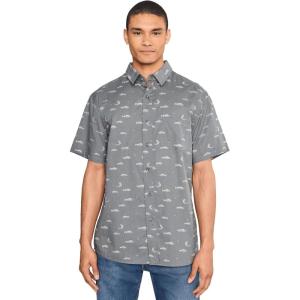 Pendleton Men’s Shoreline Cotton Shirt, Ultra-Light Breathable Short Sleeve, Relaxed Fit, Washable Summer Tops(Fish Grey)