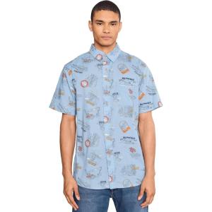 Pendleton Men’s Shoreline Cotton Shirt, Ultra-Light Breathable Short Sleeve, Relaxed Fit, Washable Summer Tops(National Park Blue)