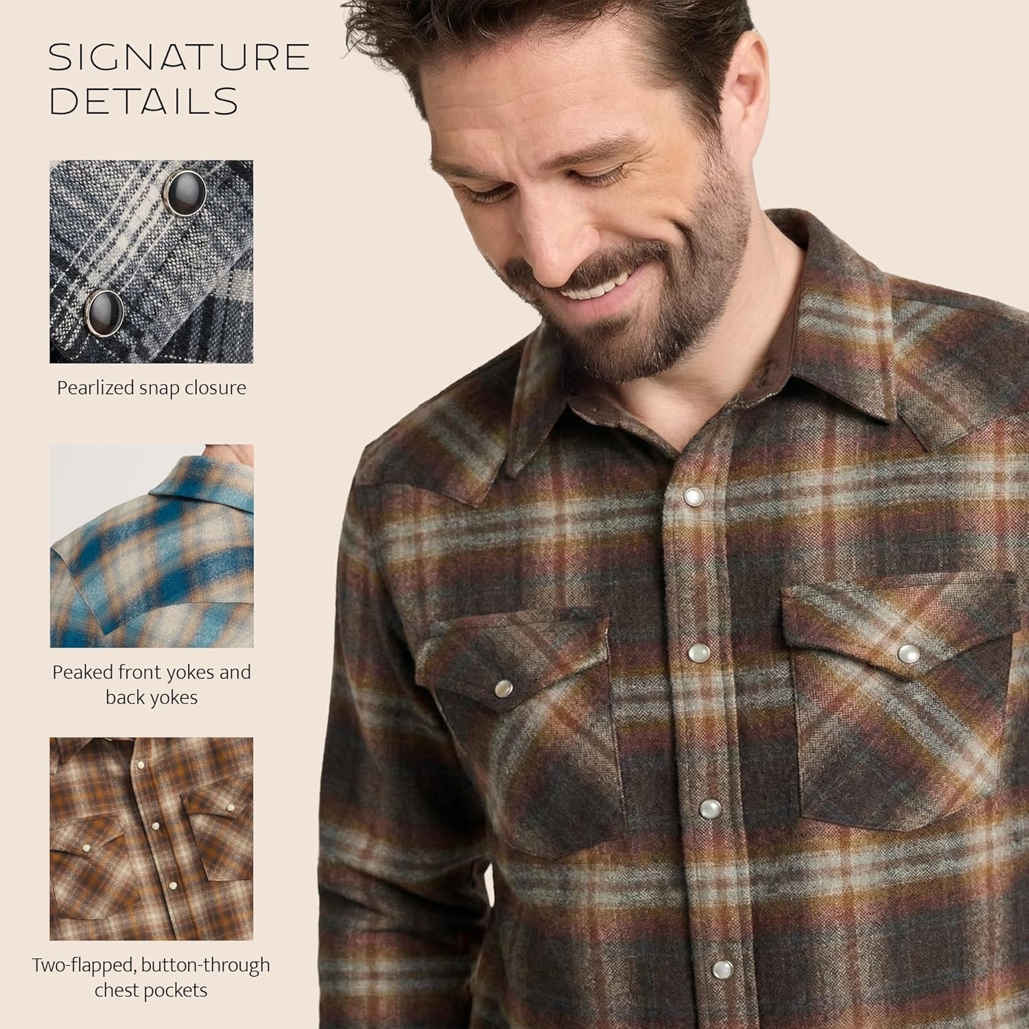 image:imagePendleton Canyon Mens Shirt Long Sleeve Flannel Shirt 100 Virgin Wool Regular FitRed MixGrey Mix Ombre