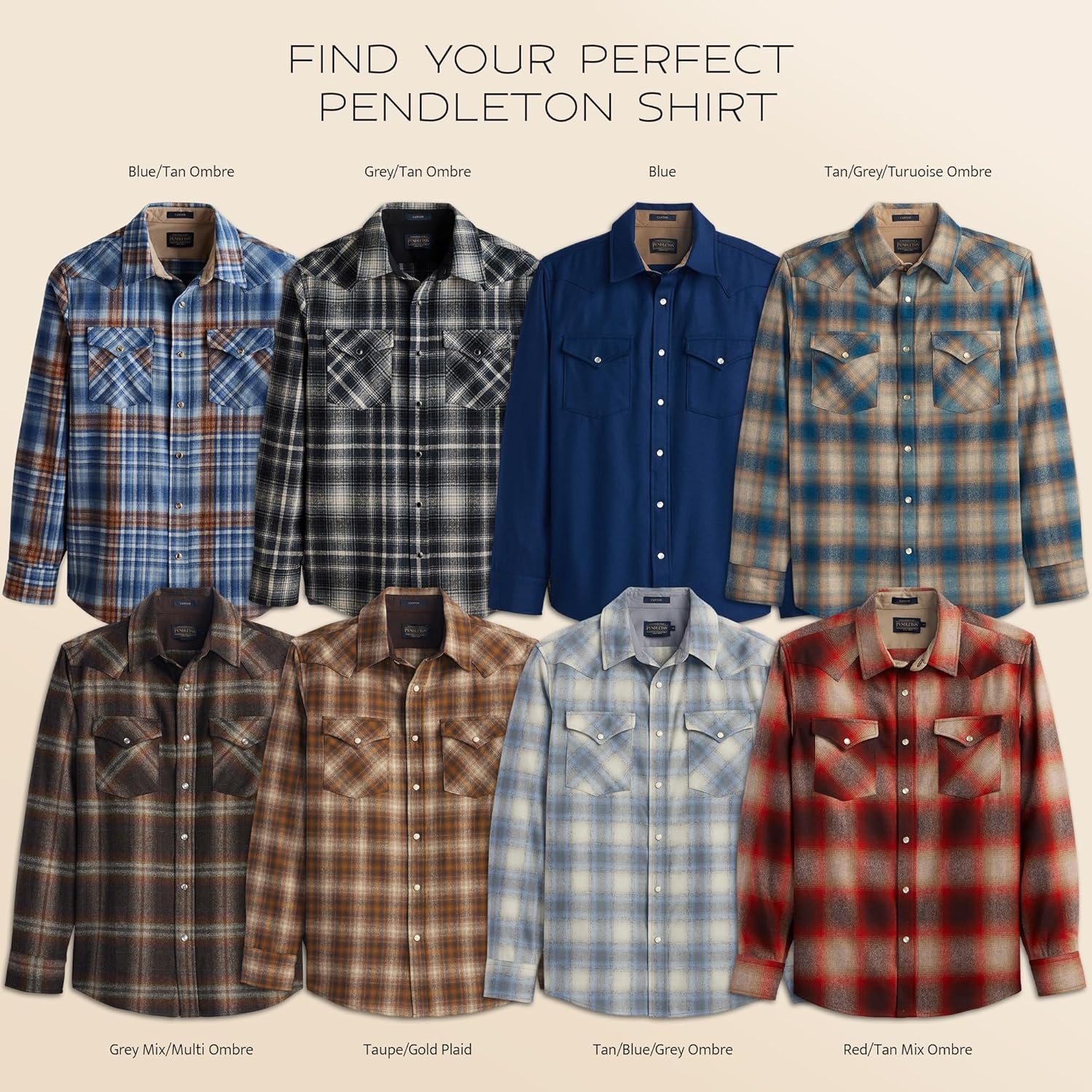 image:imagePendleton Canyon Mens Shirt Long Sleeve Flannel Shirt 100 Virgin Wool Regular FitTanBlueGrey Ombre
