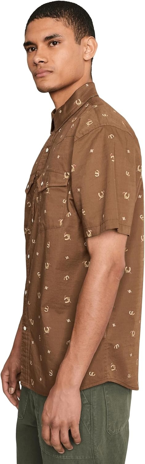 image:imagePendleton Mens Laramie Shirt Short Sleeve Horseshoe Brown
