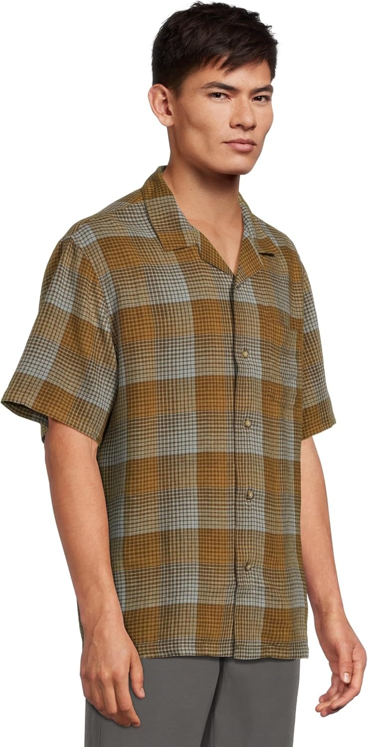 image:imagePendleton Mens Linen Camp Shirt Short SleeveBrownBlue Ombre