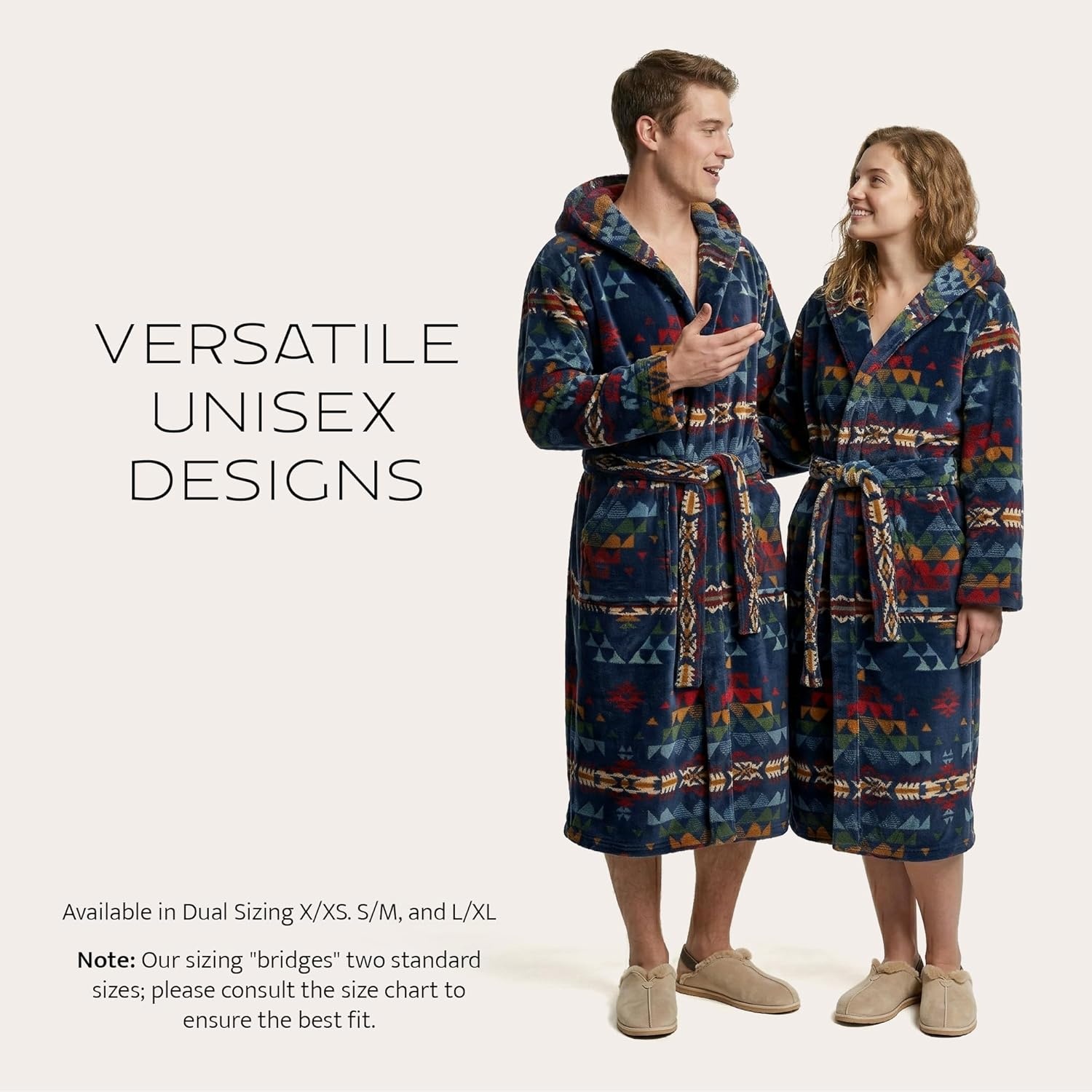 image:imagePendleton Mens Robe 100 Cotton Unisex Bathrobe with Hood and 2 Deep Pockets Dual Sizing XXS SM LXL WashableAutumn Birch Navy