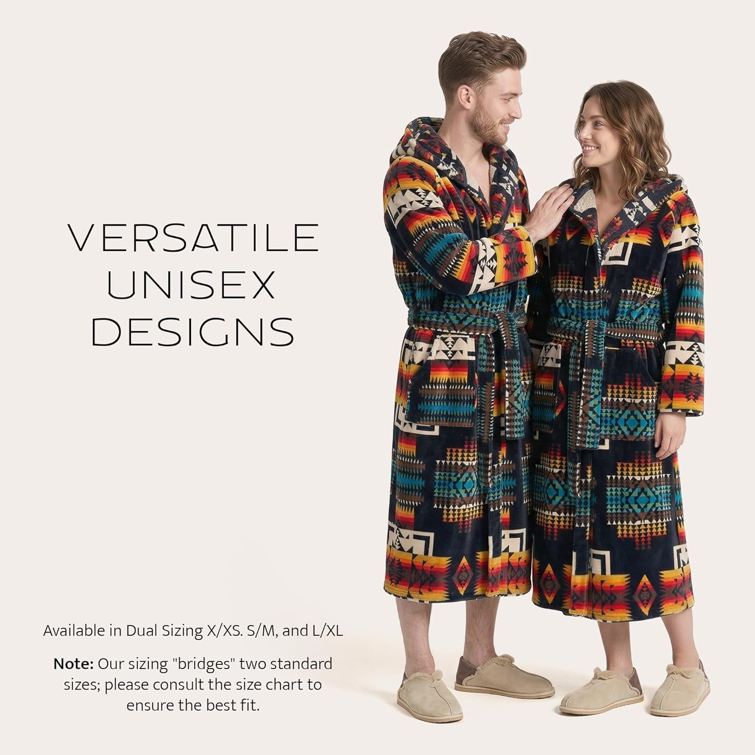 image:imagePendleton Mens Robe 100 Cotton Unisex Bathrobe with Hood and 2 Deep Pockets Dual Sizing XXS SM LXL WashableChief Joseph Black