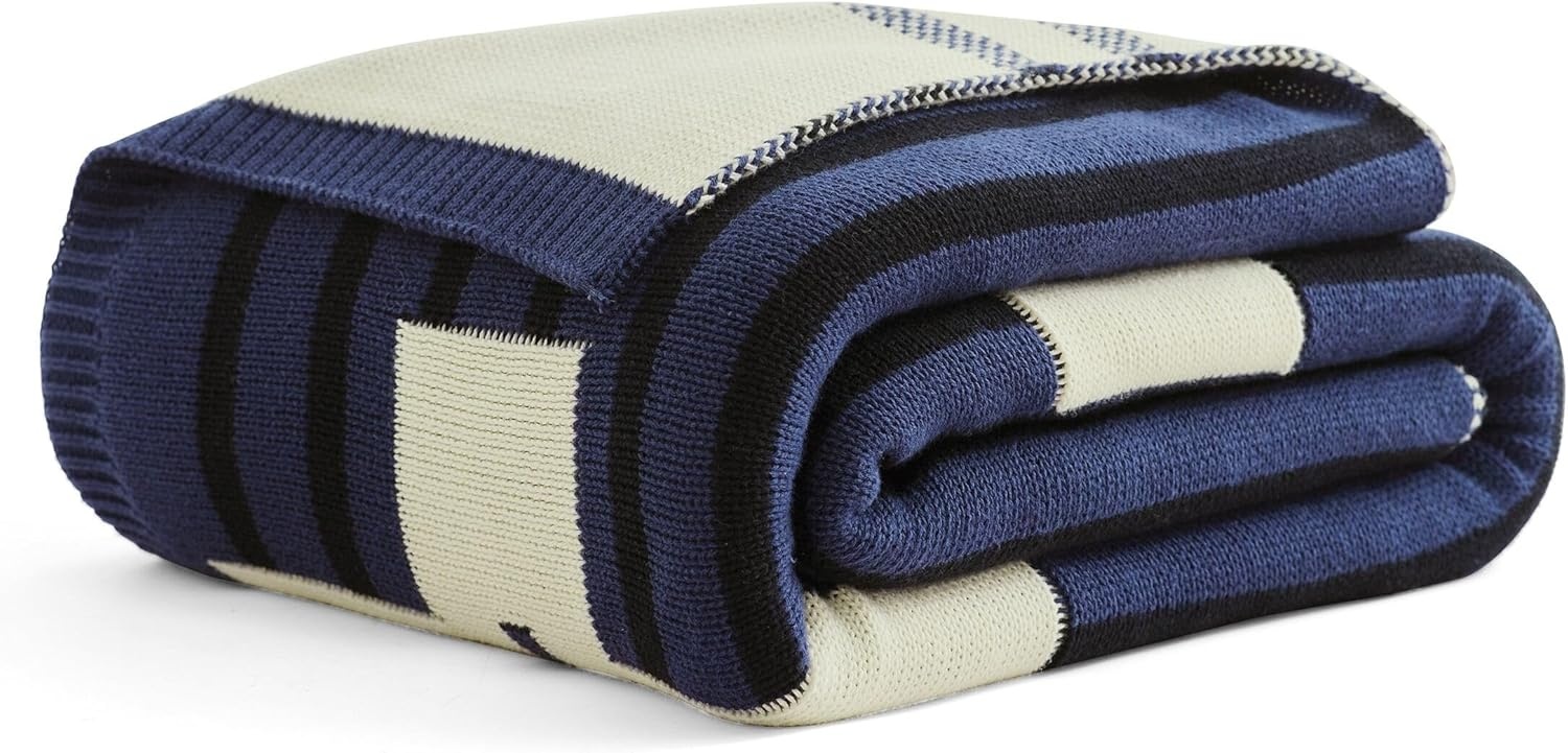 image:imagePendleton Patriotic Throw Blanket amp Decorative Pillow 100 Cotton Jacquard Knit Blue White amp Red Americana Throw amp Pillow 4th of July Independence Day Brave Star