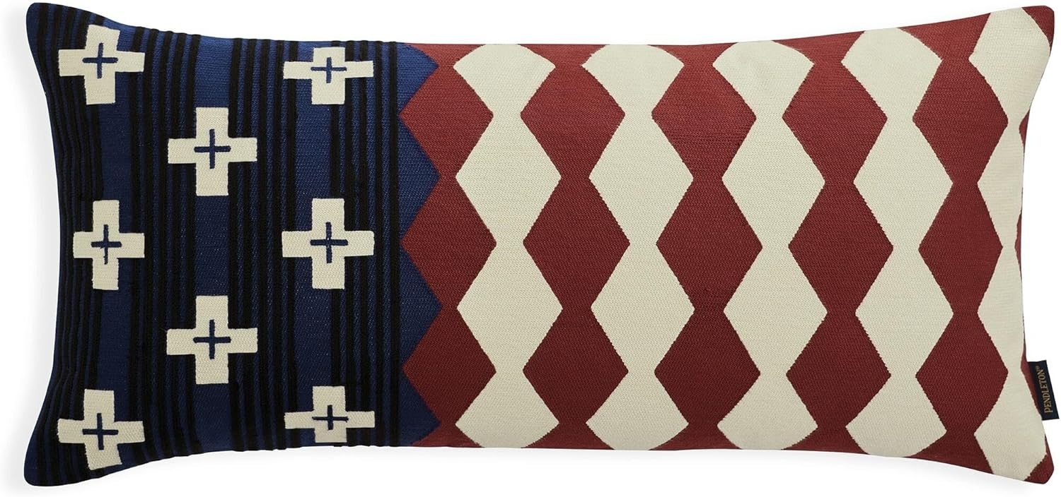 image:imagePendleton Patriotic Throw Blanket amp Decorative Pillow 100 Cotton Jacquard Knit Blue White amp Red Americana Throw amp Pillow 4th of July Independence Day Brave Star