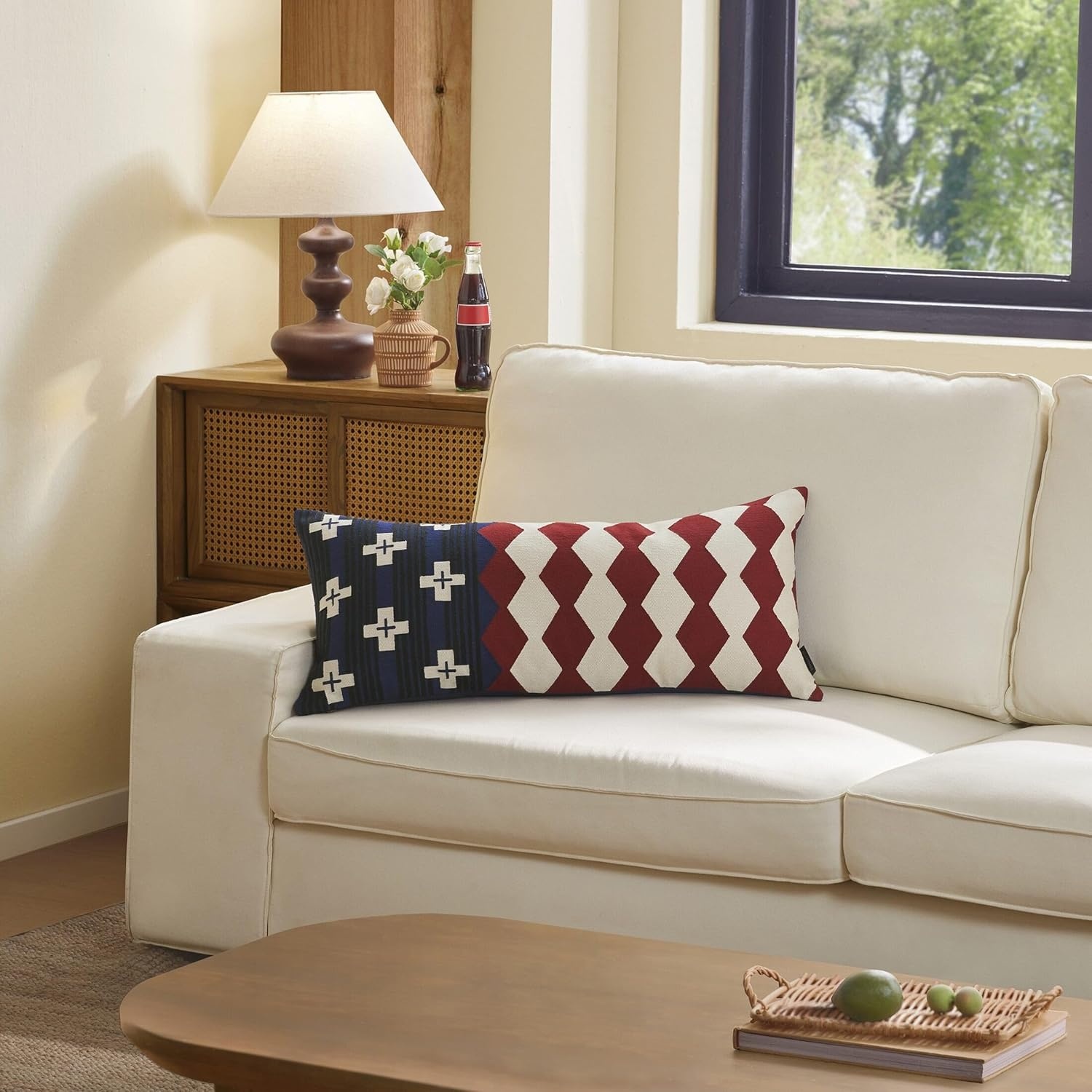 image:imagePendleton Patriotic Throw Blanket amp Decorative Pillow 100 Cotton Jacquard Knit Blue White amp Red Americana Throw amp Pillow 4th of July Independence Day Brave Star