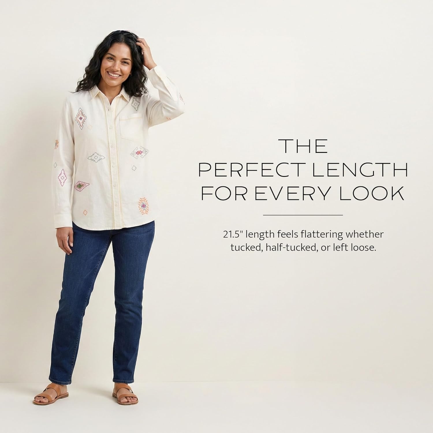 image:imagePendleton The Perfect One Pocket Shirt for Women Casual Long Sleeve Button Up Collared Blouse Work Wear Top Relaxed FitIvory