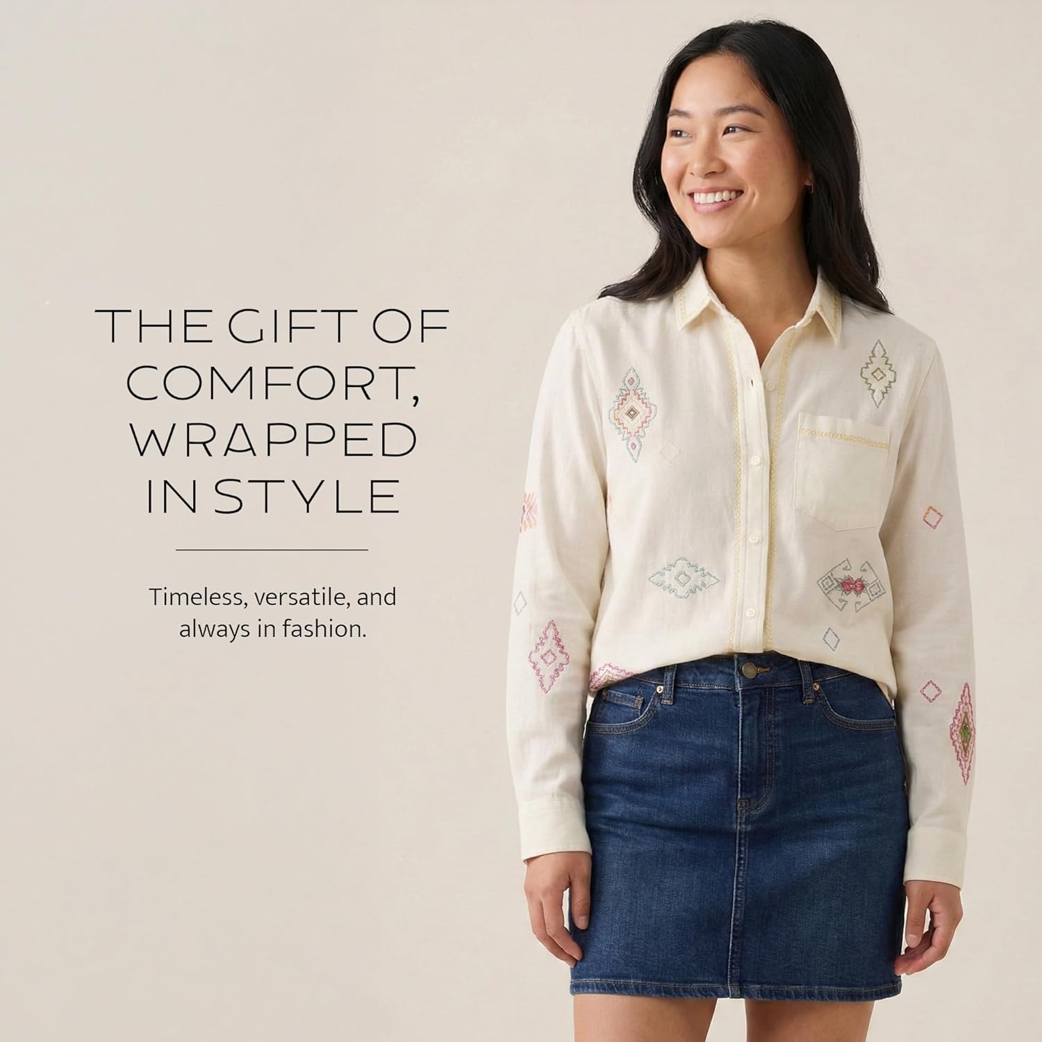 image:imagePendleton The Perfect One Pocket Shirt for Women Casual Long Sleeve Button Up Collared Blouse Work Wear Top Relaxed FitIvory