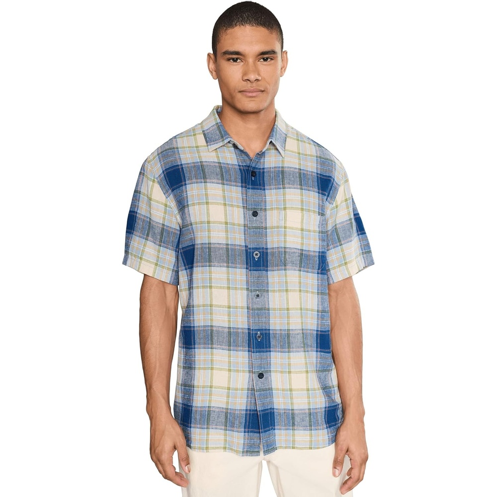 image:imagePendleton Mens Dawson Linen Shirt Short SleeveBlue Multi Plaid