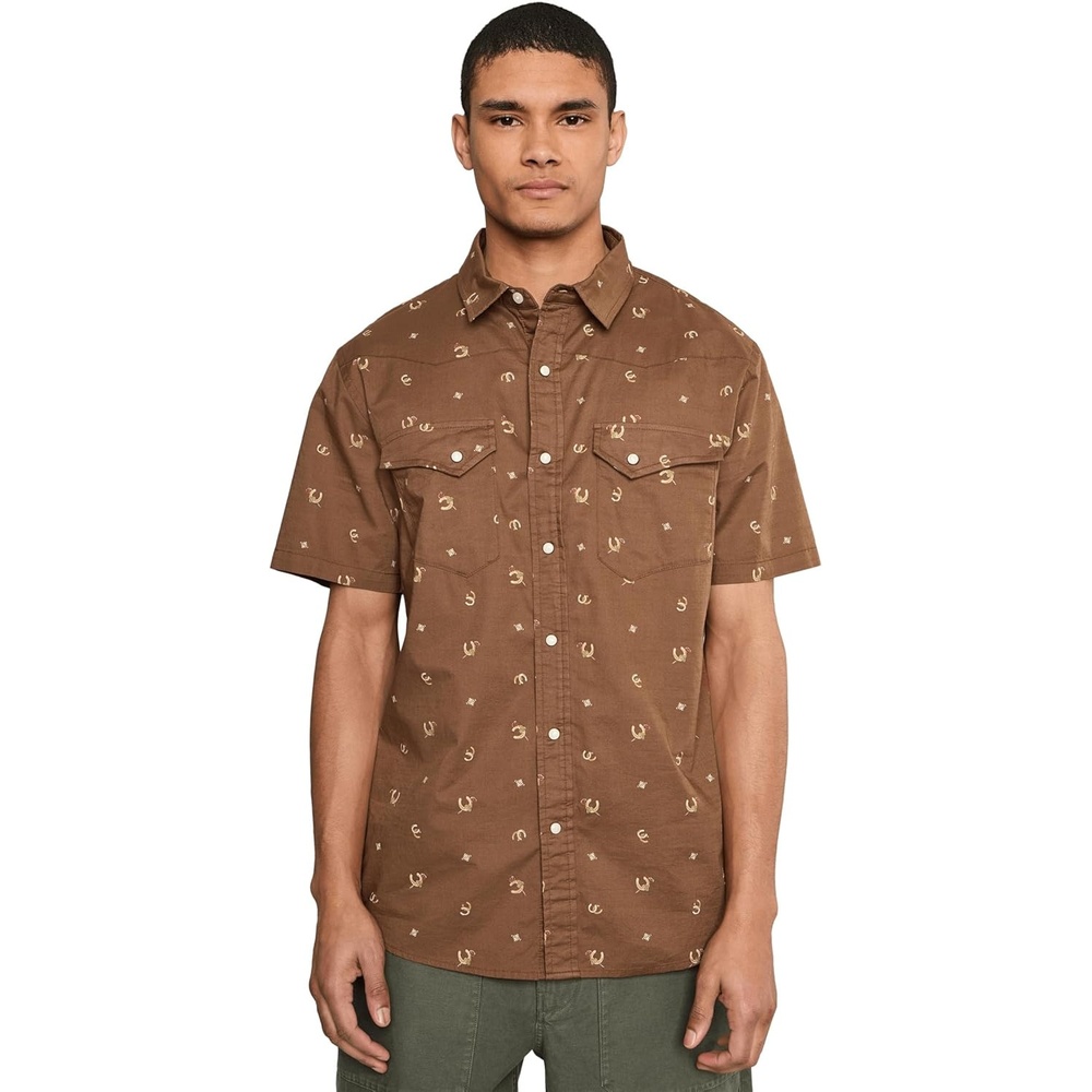 image:imagePendleton Mens Laramie Shirt Short Sleeve Horseshoe Brown