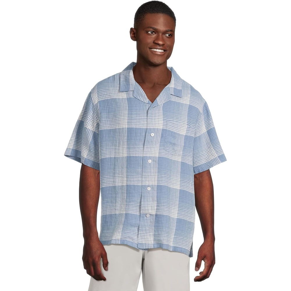 image:imagePendleton Mens Linen Camp Shirt Short SleeveBlueWhite Ombre