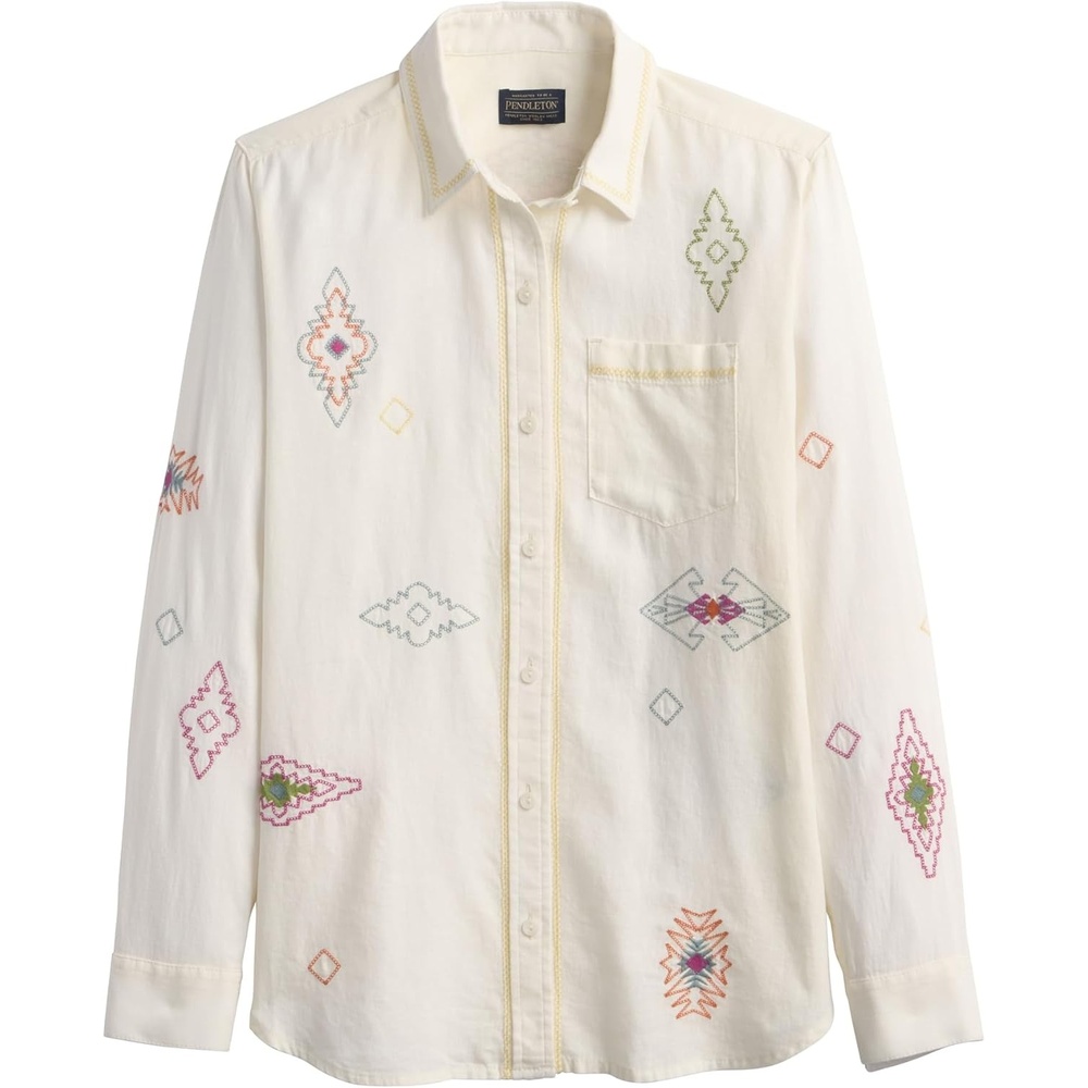 image:imagePendleton The Perfect One Pocket Shirt for Women Casual Long Sleeve Button Up Collared Blouse Work Wear Top Relaxed FitIvory