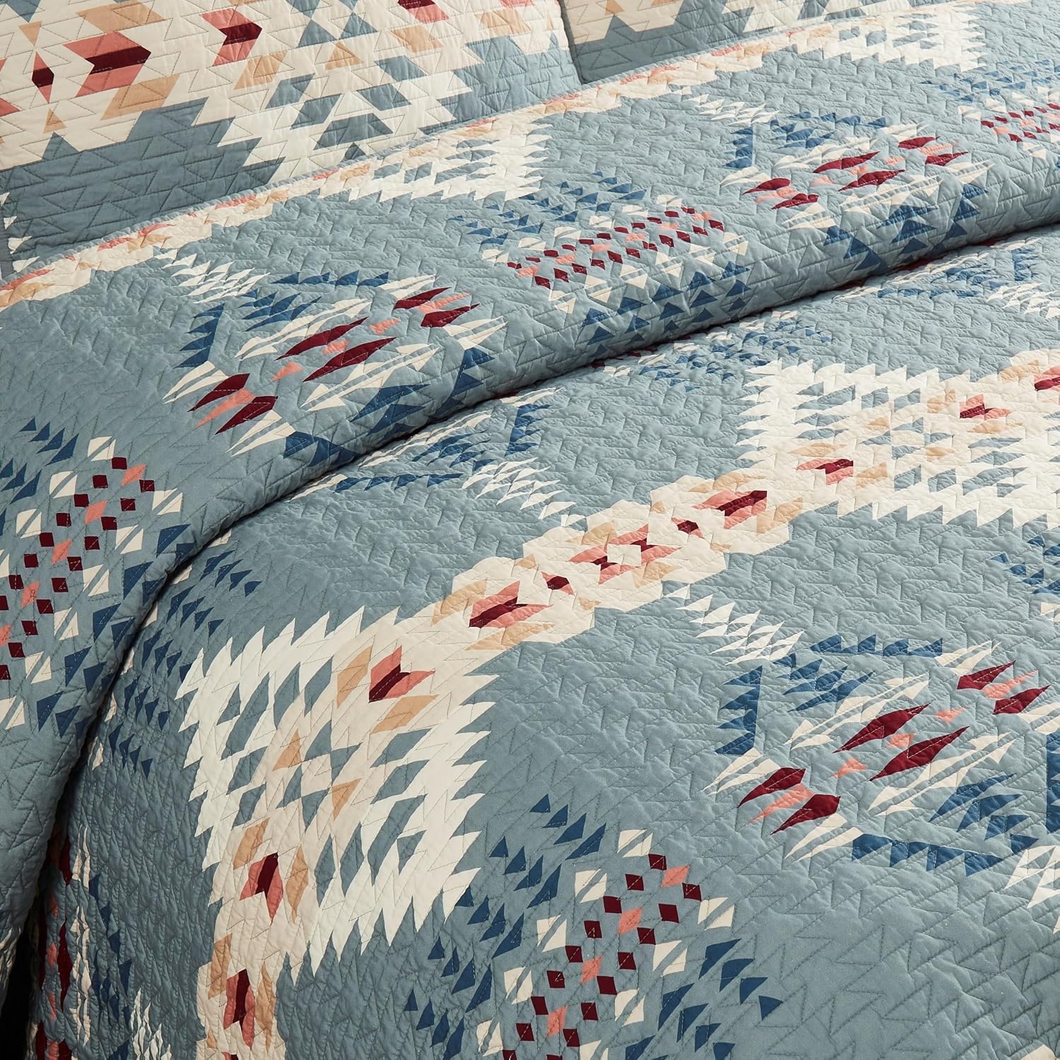 image:imagePendleton Quilt Set 100 Cotton 3 Piece Quilt Set with Shams Soft Lightweight Bedding for QueenKing Bed Light Blue Patterned Comforter Alternative Bedding Set Rancho Arroyo KingFullQueen