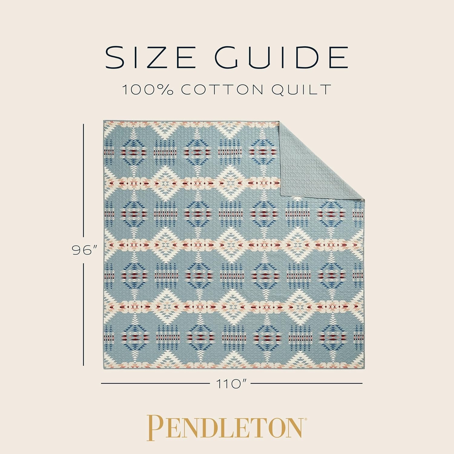 image:imagePendleton Quilt Set 100 Cotton 3 Piece Quilt Set with Shams Soft Lightweight Bedding for QueenKing Bed Light Blue Patterned Comforter Alternative Bedding Set Rancho Arroyo KingKing
