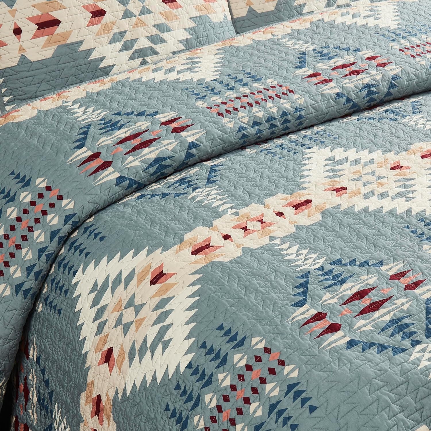 image:imagePendleton Quilt Set 100 Cotton 3 Piece Quilt Set with Shams Soft Lightweight Bedding for QueenKing Bed Light Blue Patterned Comforter Alternative Bedding Set Rancho Arroyo KingKing