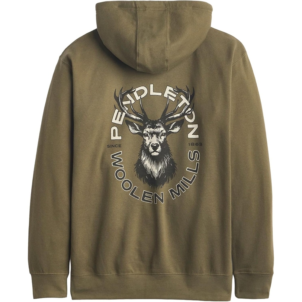 image:imagePendleton Mens Western Heritage Graphic Hoodie Soft Cotton Blend Sweatshirt with Iconic Designs and Hooded DrawstringMilitary GreenBlack