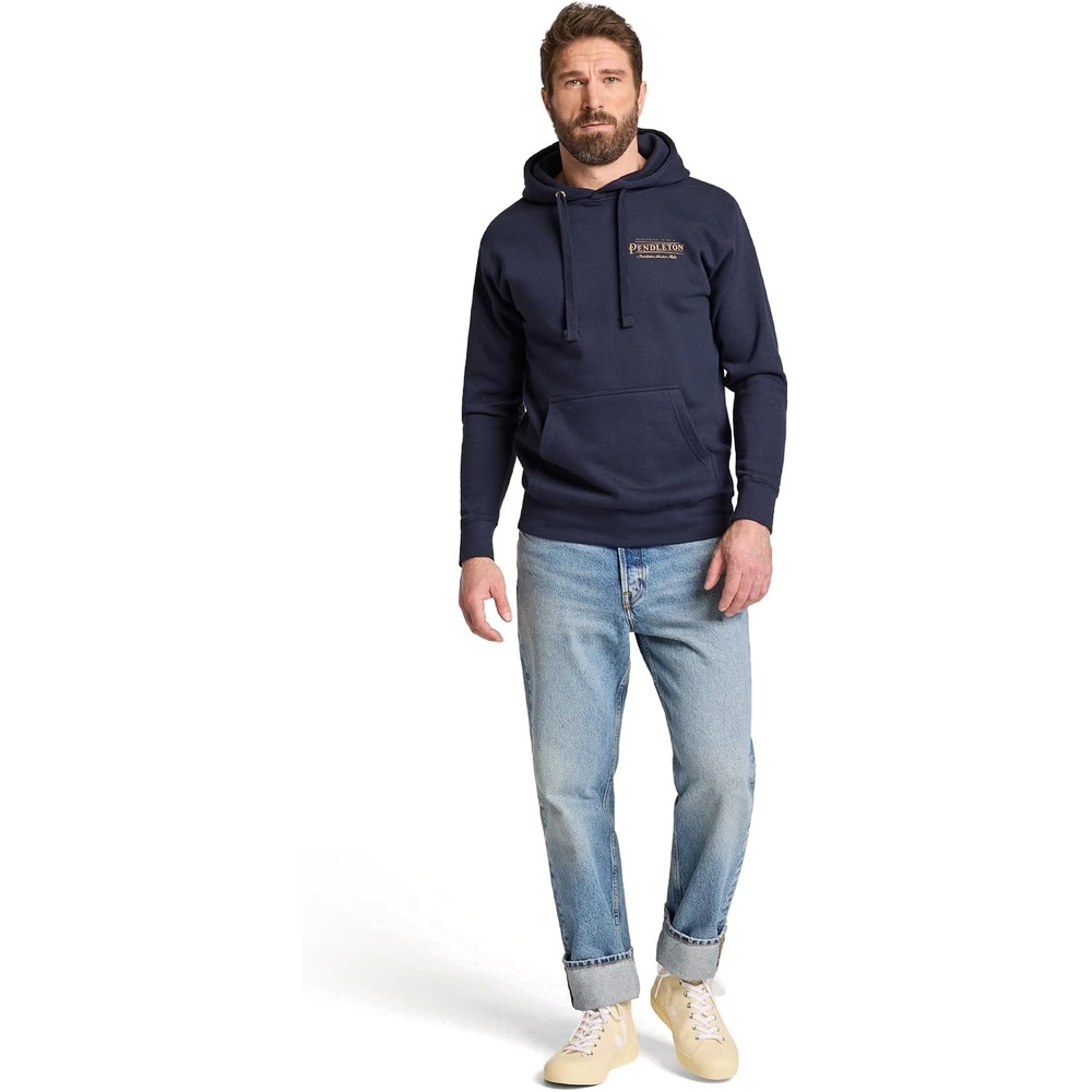 image:imagePendleton Mens Western Heritage Graphic Hoodie Soft Cotton Blend Sweatshirt with Iconic Designs and Hooded DrawstringNavy BlazerGold