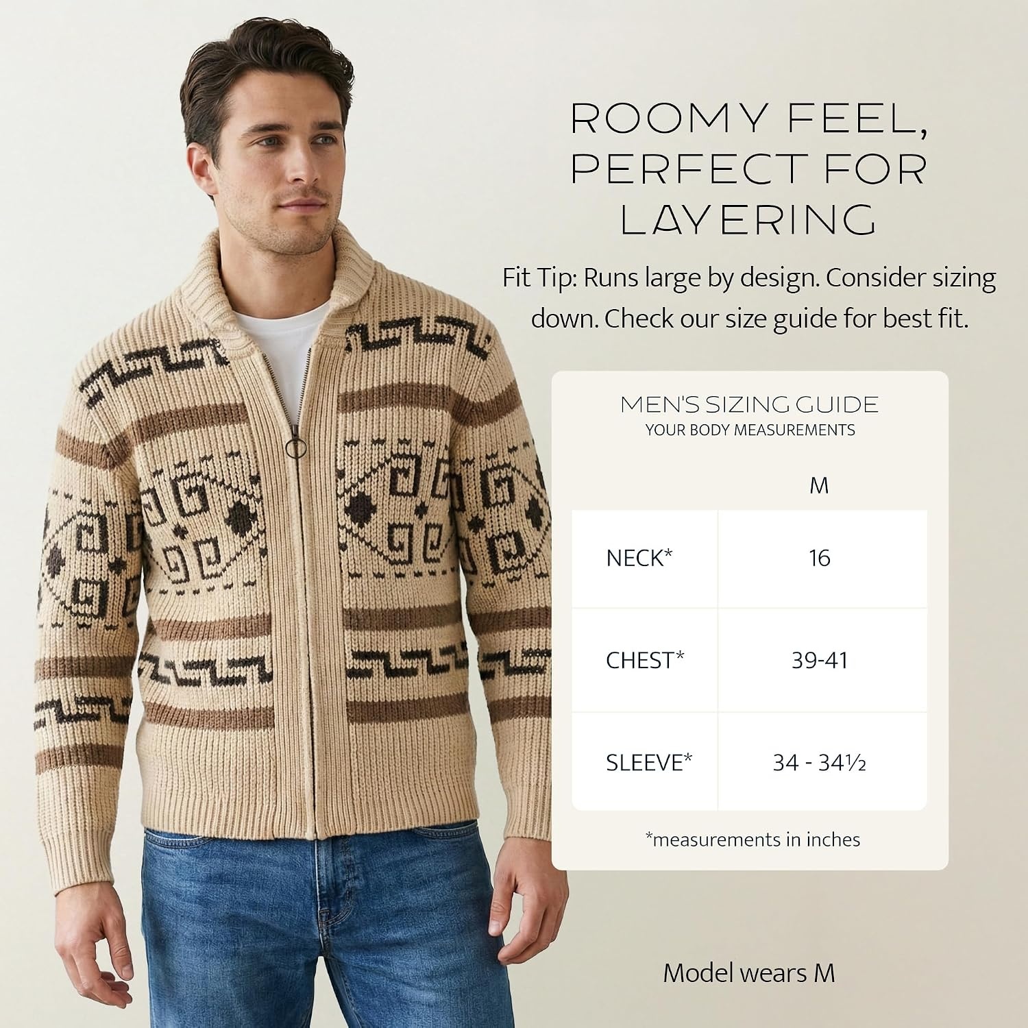 image:imagePendleton Mens Westerley Wool Cardigan Iconic Heritage Style MidWeight ZipUp Sweater for Versatile Spring LayeringTanBrown