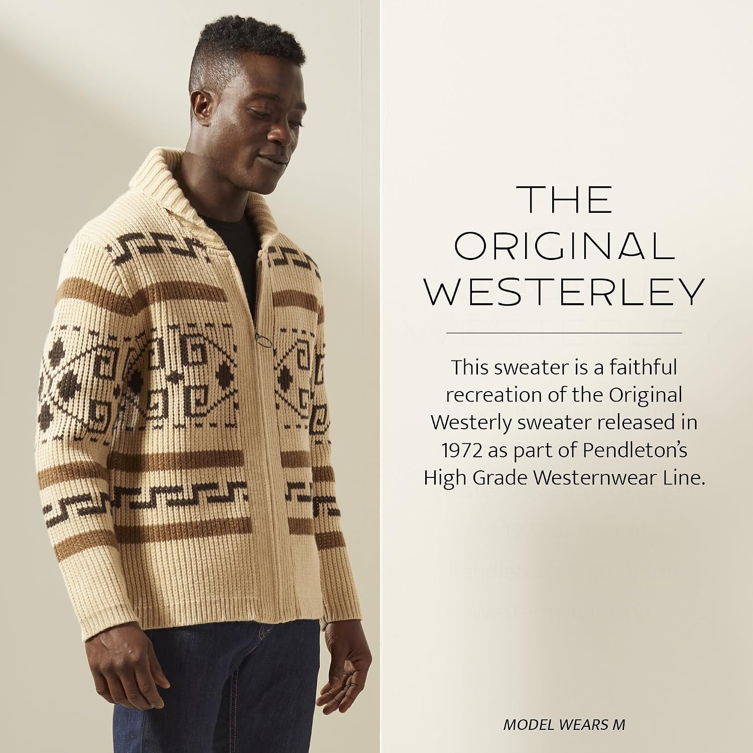 image:imagePendleton Mens Westerley Wool Cardigan Iconic Heritage Style MidWeight ZipUp Sweater for Versatile Spring LayeringTanBrown