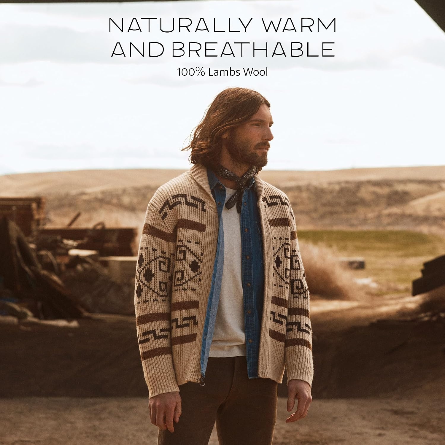 image:imagePendleton Mens Westerley Wool Cardigan Iconic Heritage Style MidWeight ZipUp Sweater for Versatile Spring LayeringTanBrown